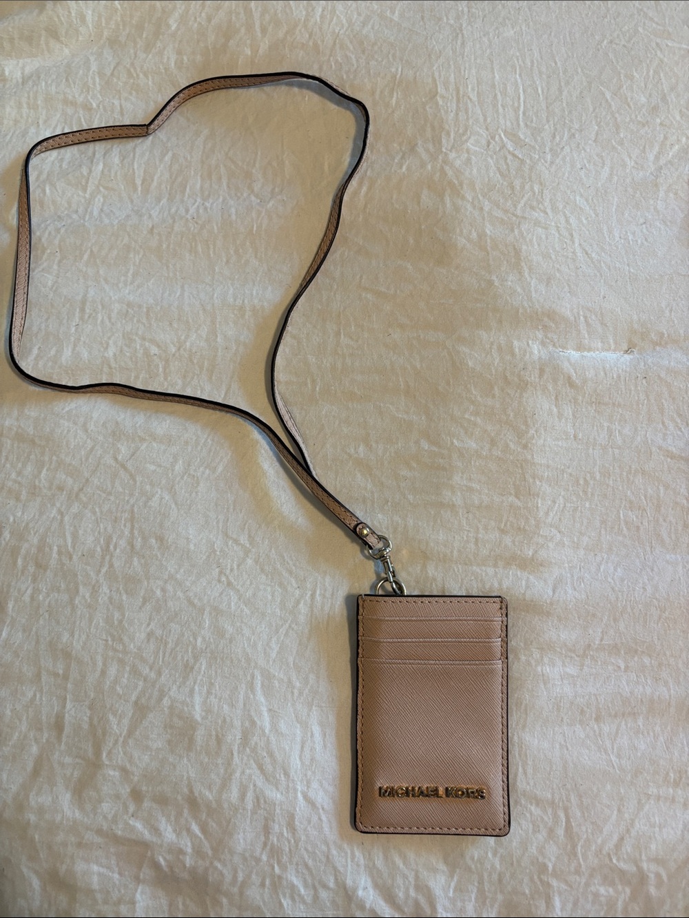 Michael Kors Blush Pink Leather Cardholder Lanyard